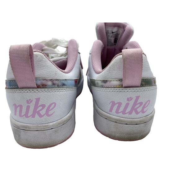 Nike Girls Court Borough Sneakers White Leather CK5426-100 Floral Swoosh 4.5Y - Picture 8 of 10